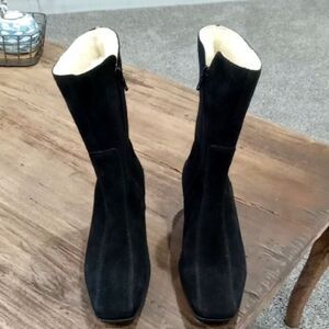 La Canadienne Waterproof Italian Black Suede Wedge Heel boot Size 6.5 NWT